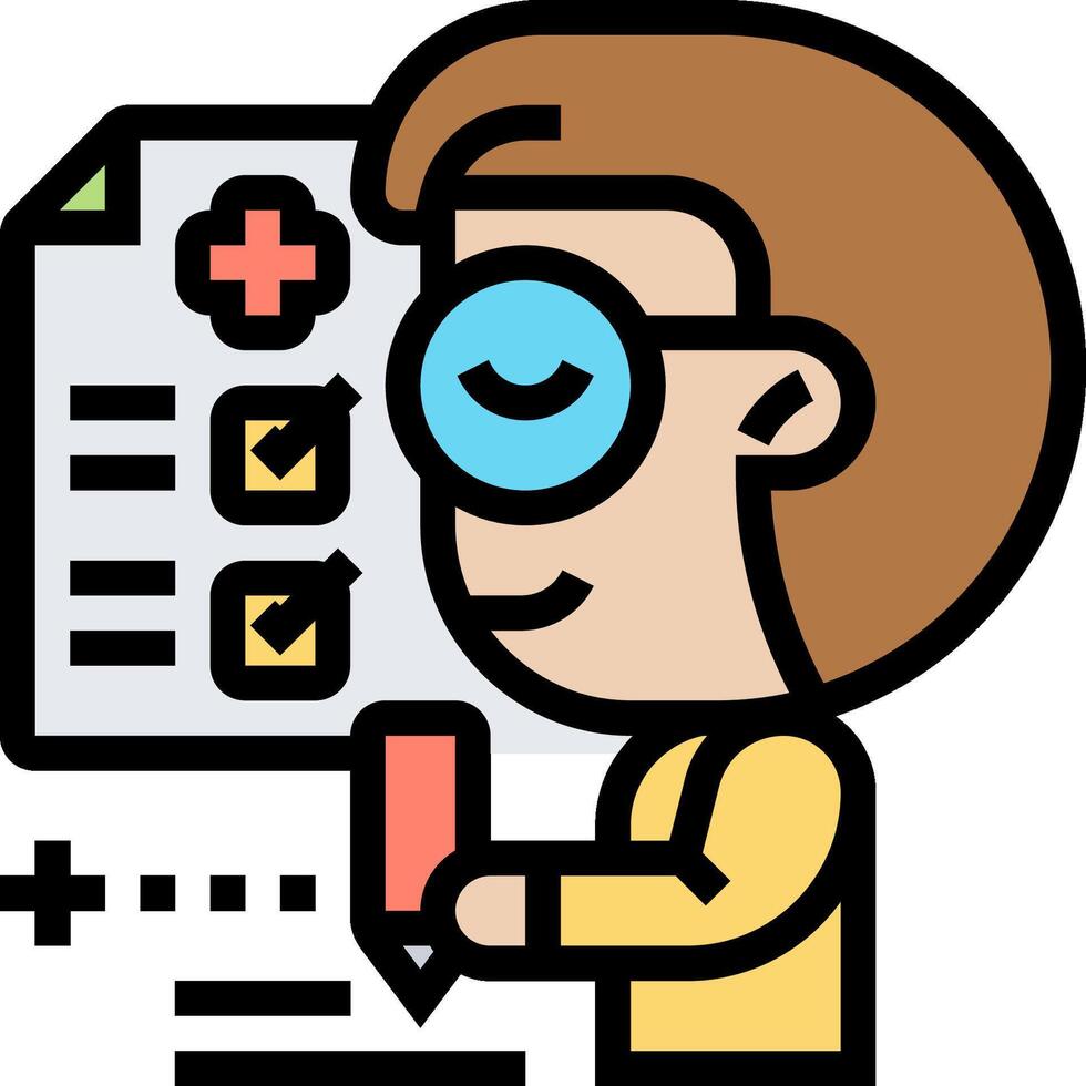 A man with glasses and a pen is writing on a checklist vector