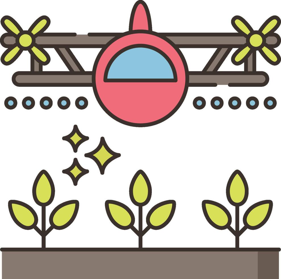 A plane flying over plants and a small tree vector