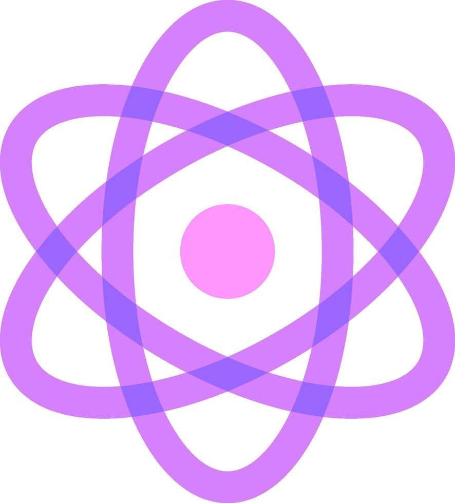 A purple and pink atom symbol vector