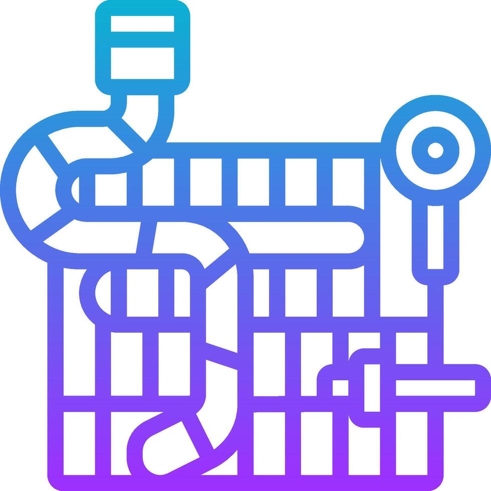A blue and purple icon of a pipe and a wrench vector