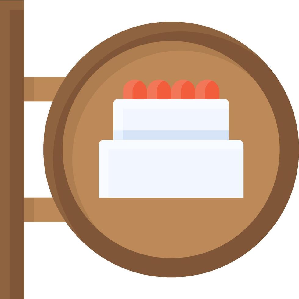 A cake is sitting on a plate in a round sign vector