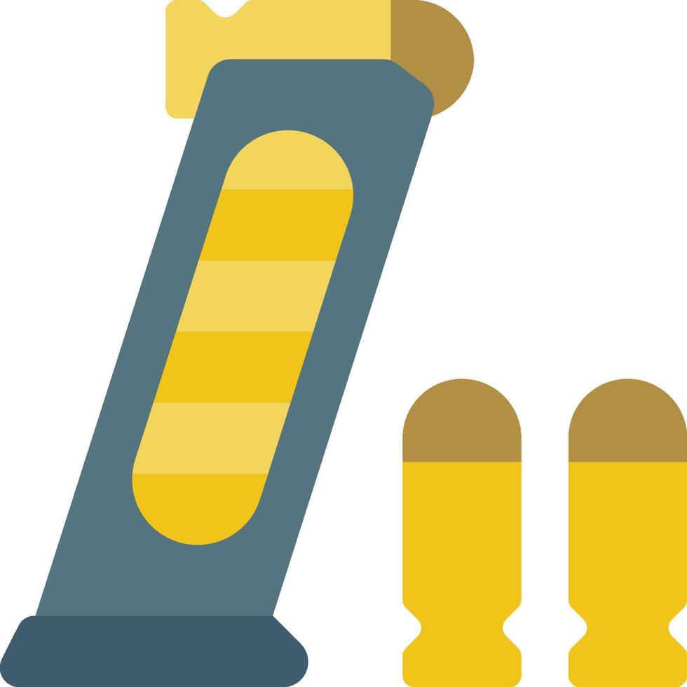 A gun and two bullets are shown in a flat style vector