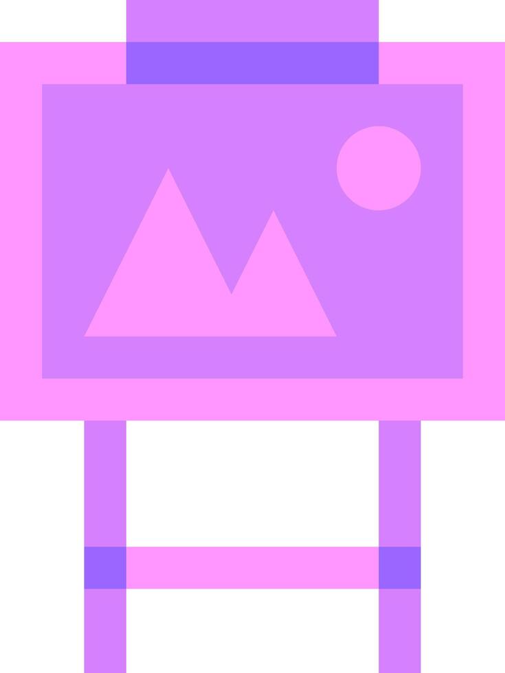 A purple and pink easel with a mountain on it vector