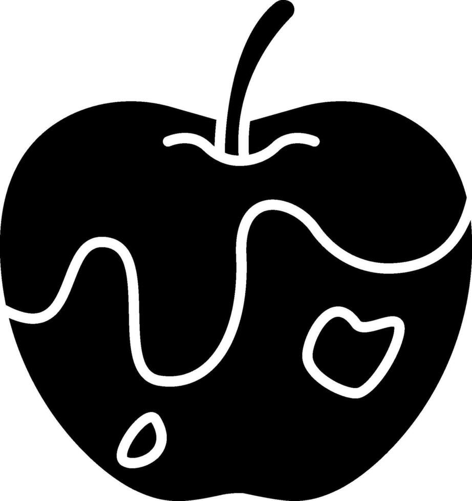An apple with a heart on it is shown in black and white vector