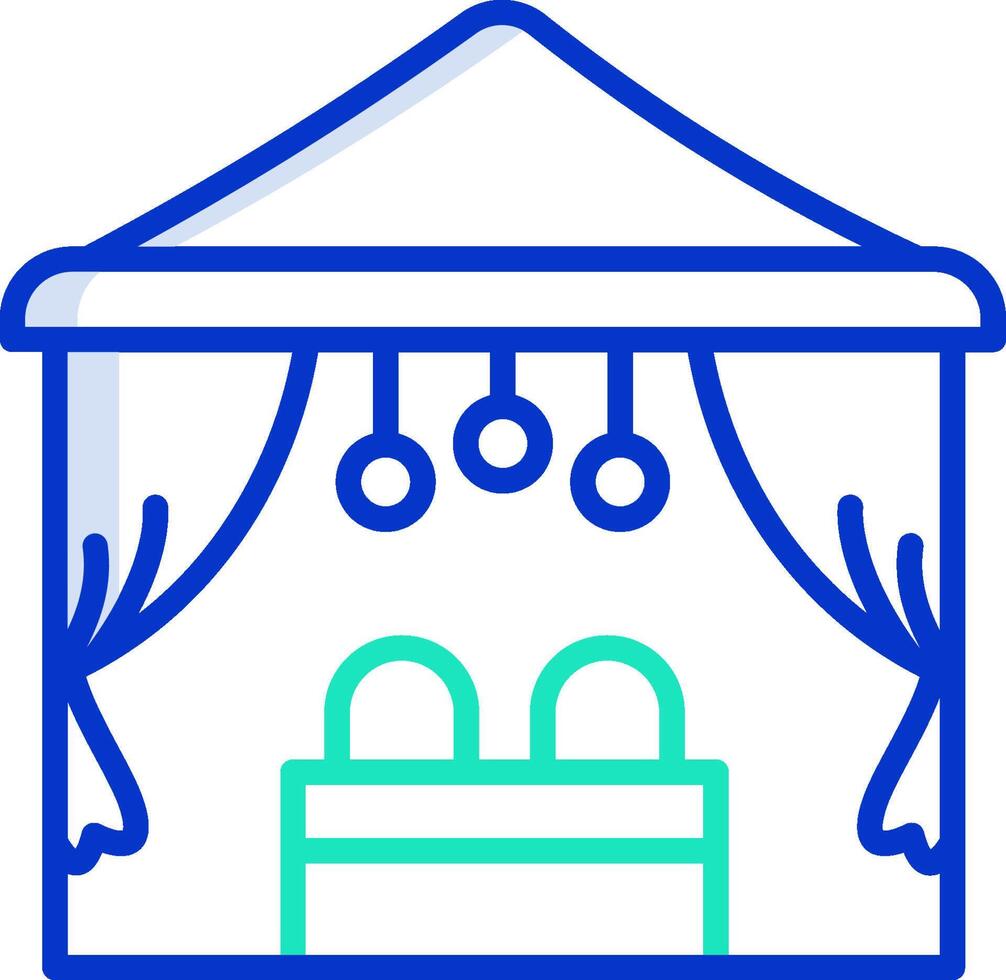 A tent with curtains and a bed inside vector