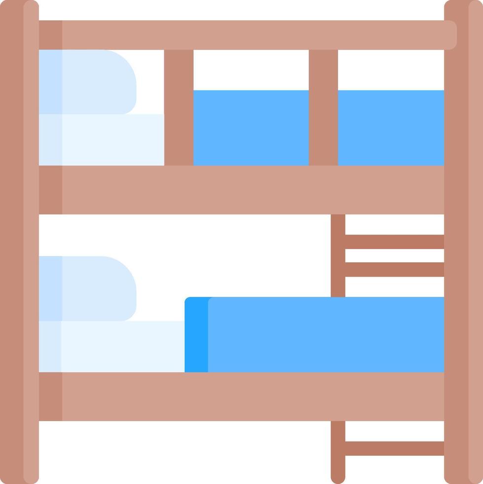 Bunk bed with blue sheets and blue pillows vector
