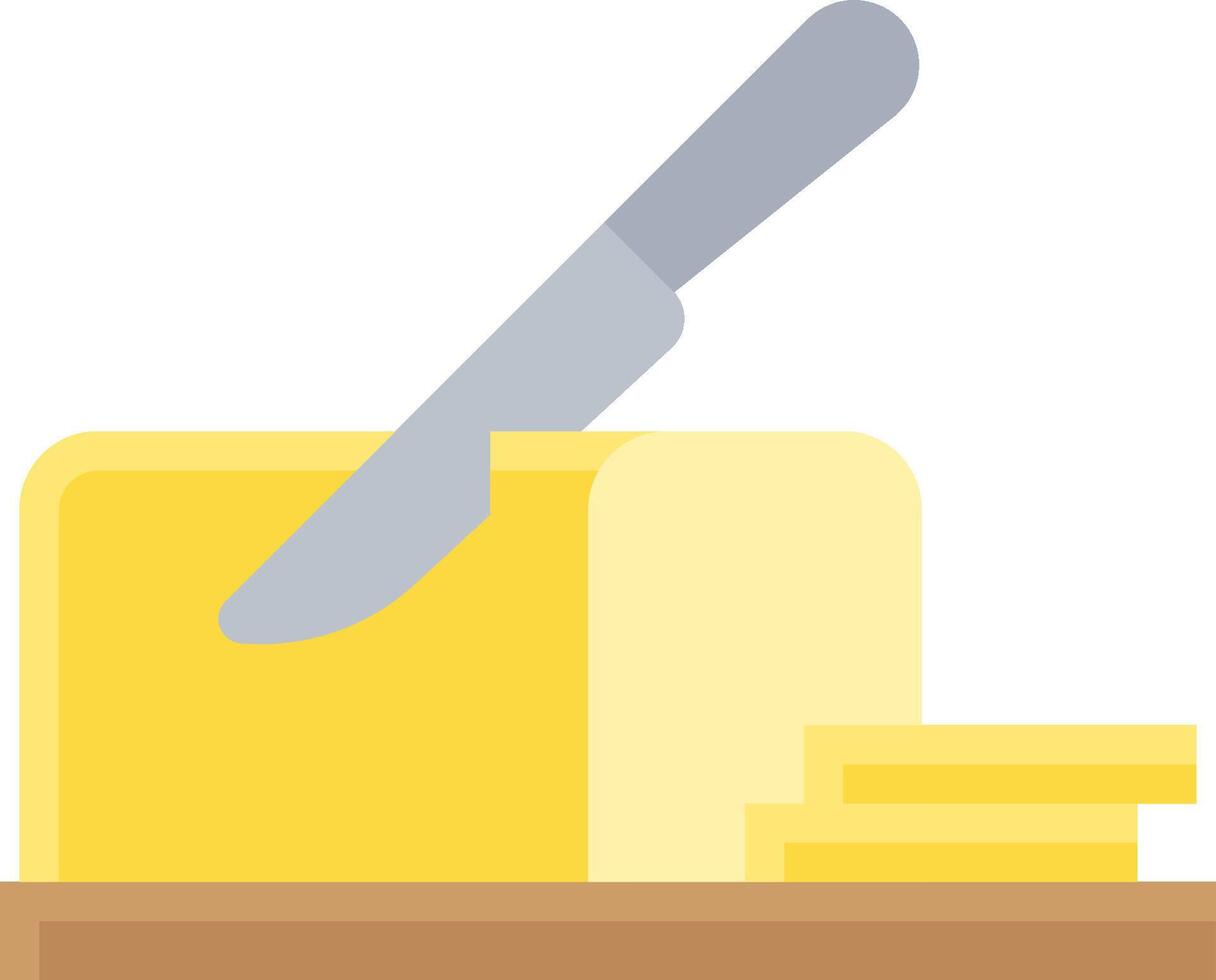 A knife and a piece of cheese on a table vector