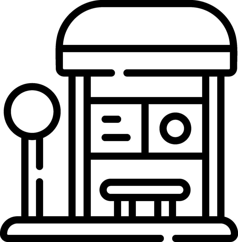 A black and white illustration of a bus stop vector