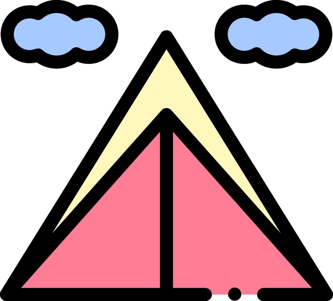 A pink tent with clouds in the background vector