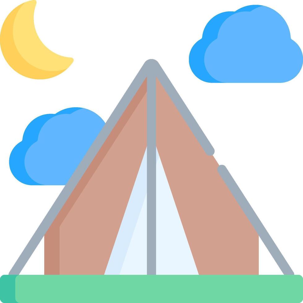 A tent with a moon and clouds in the sky vector