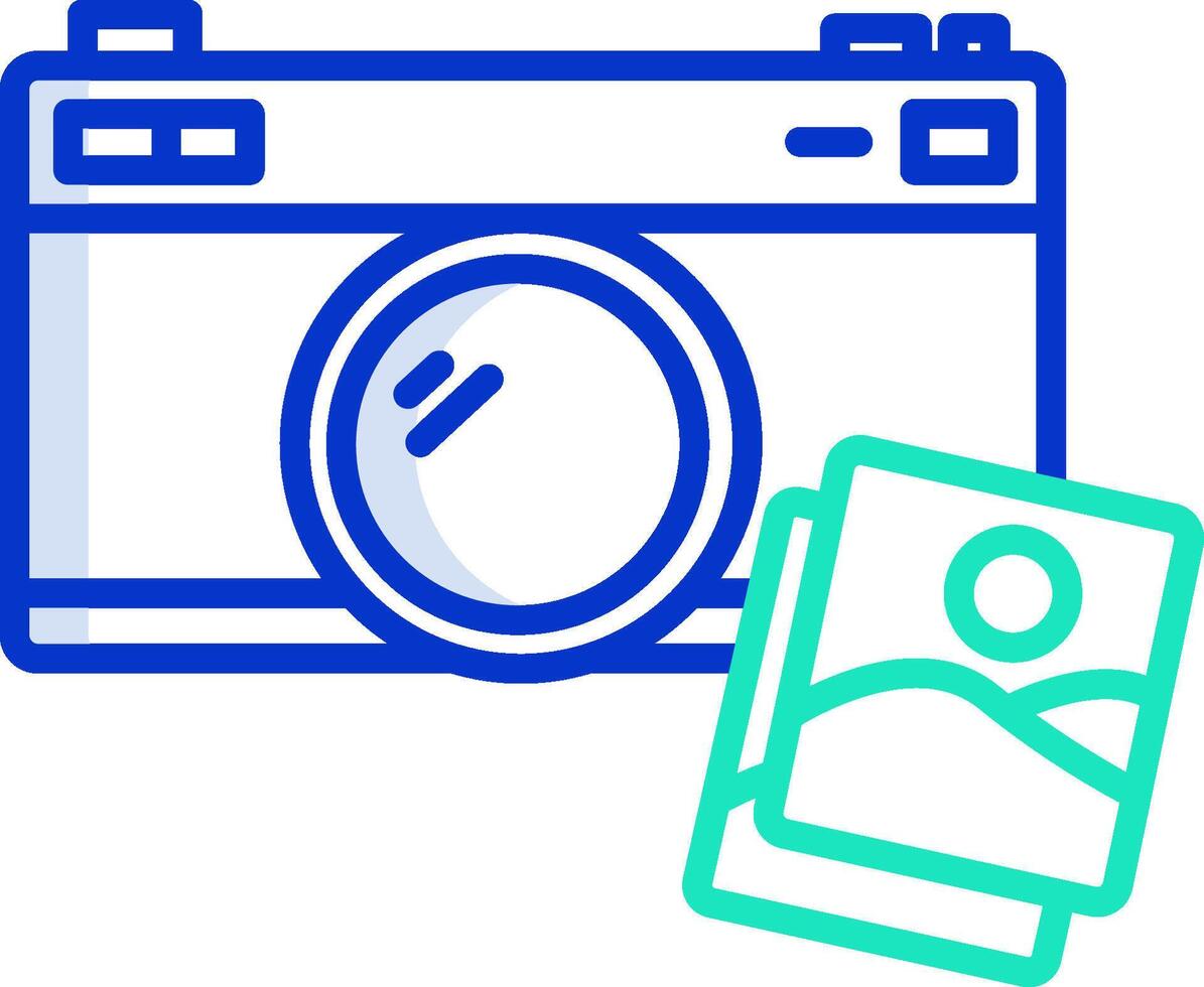 A camera and a photo are shown next to each other vector
