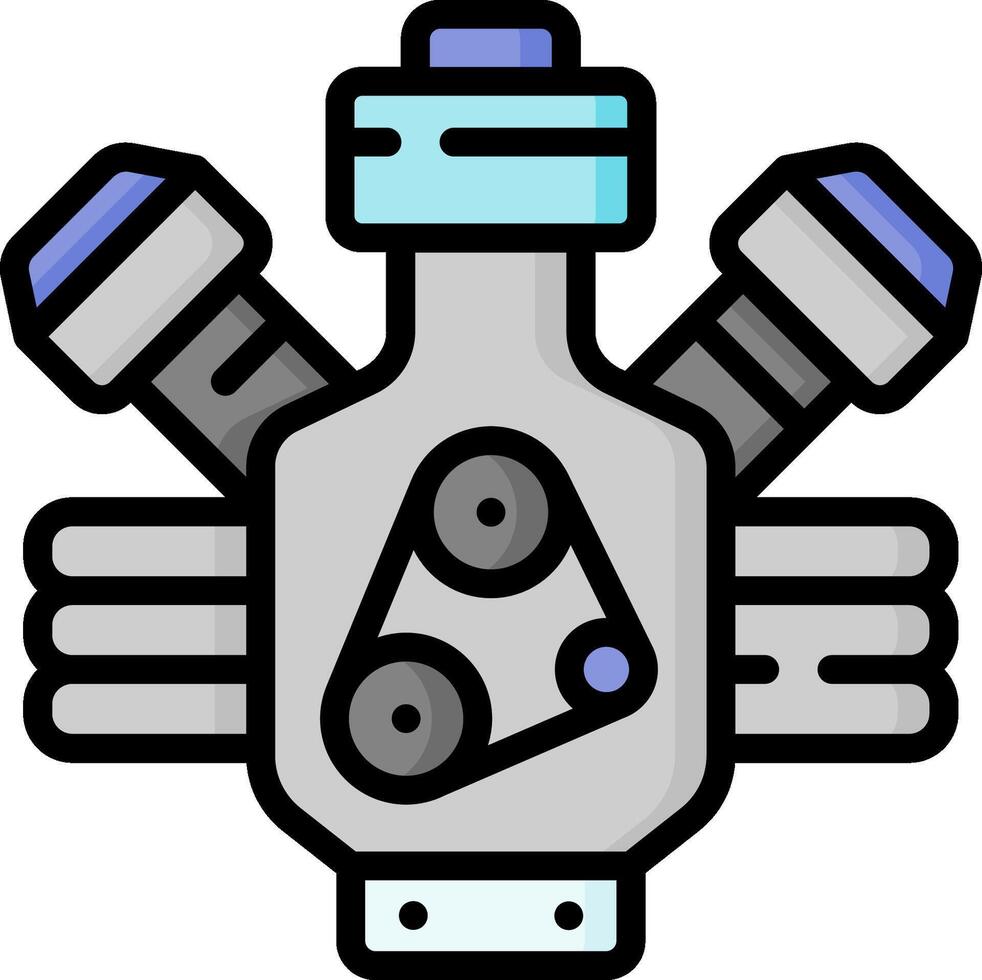 A cartoon engine with two valves and a valve cover vector