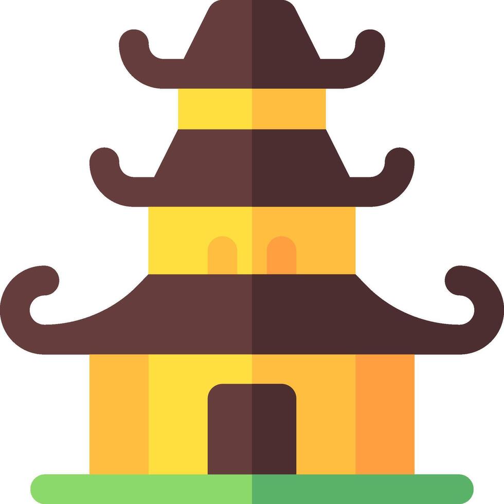 A chinese pagoda with a roof and a green grass vector