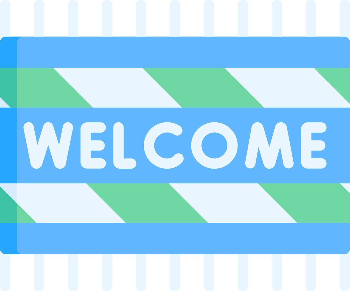 Welcome sign on blue and green striped background vector