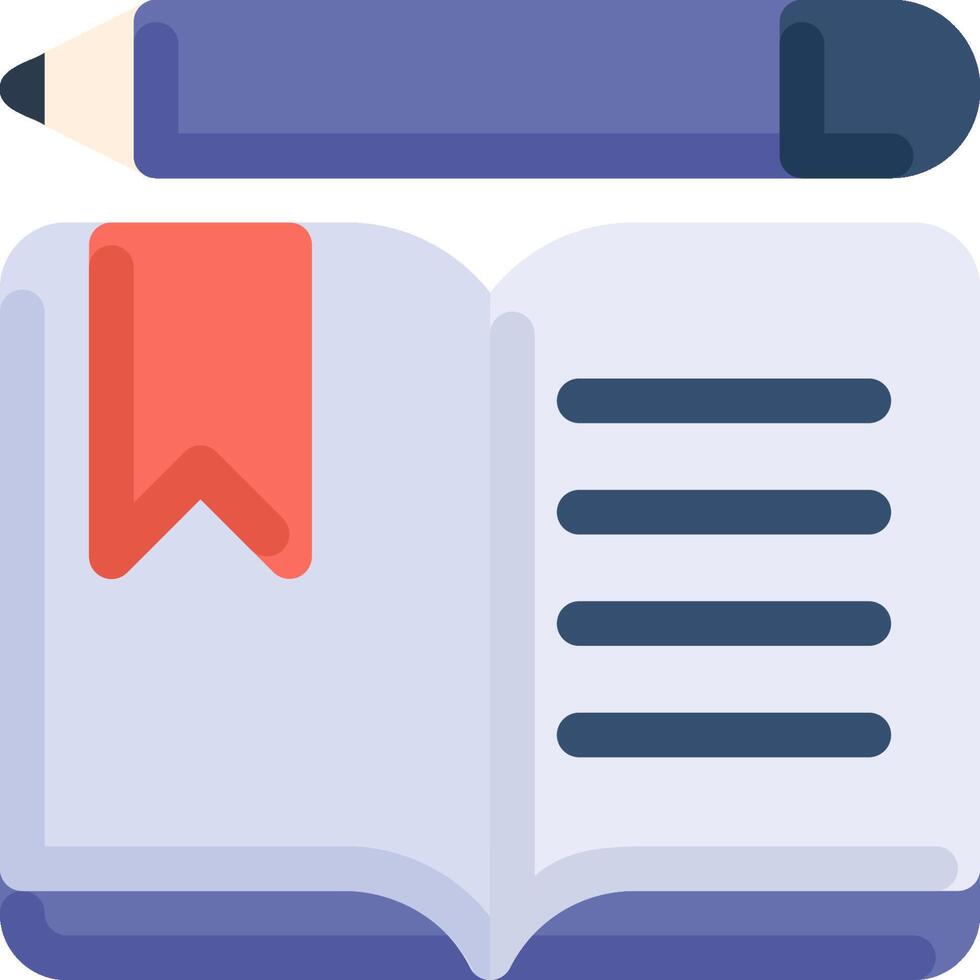 An open book with a pencil and a bookmark vector