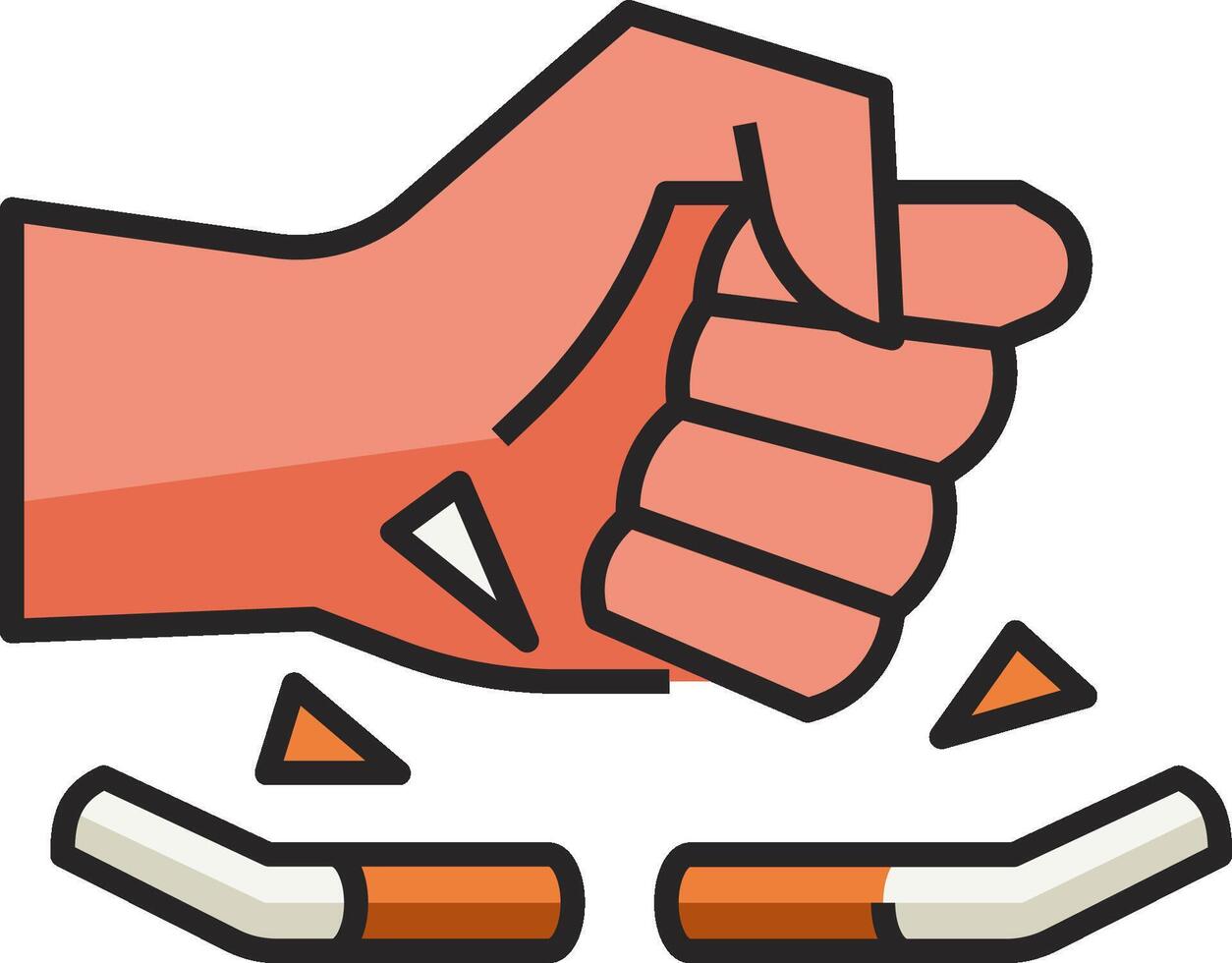 A hand with a cigarette in it and a fist vector