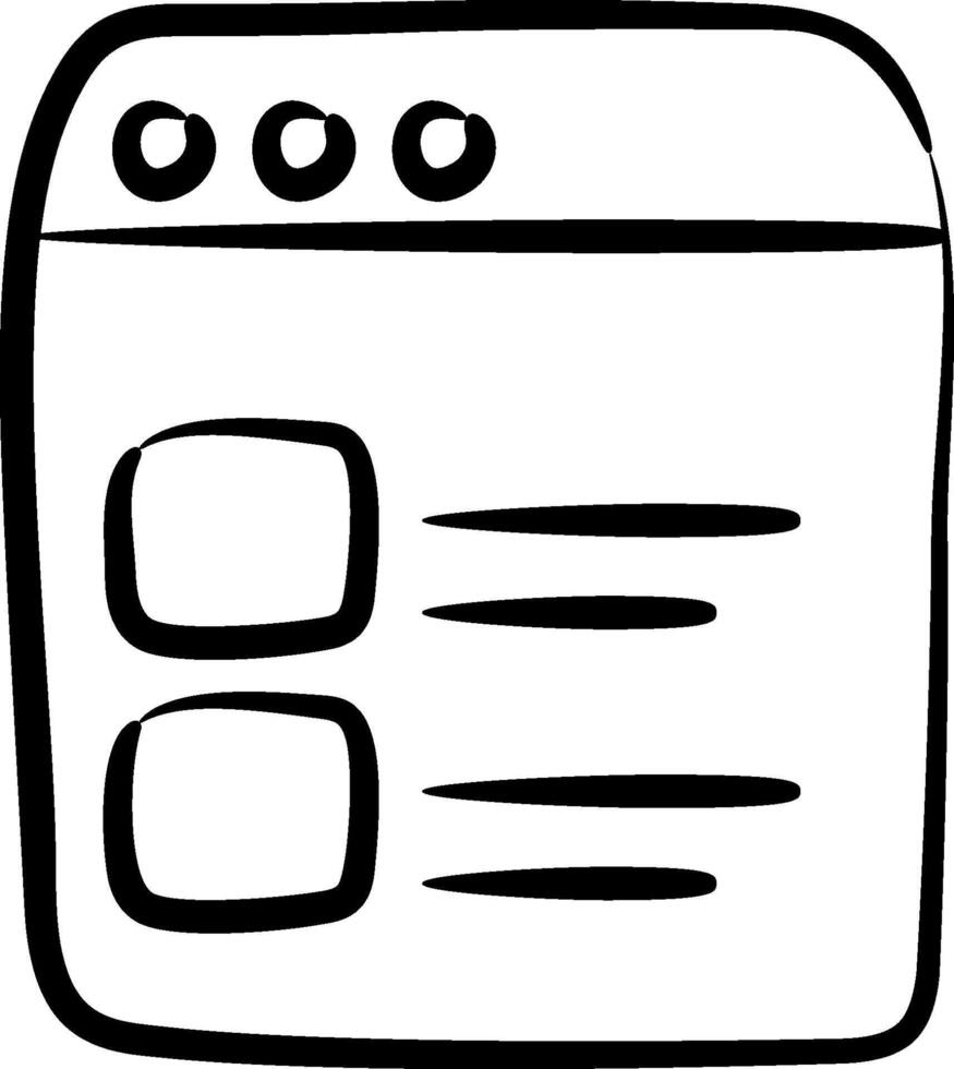 A black and white drawing of a web page vector