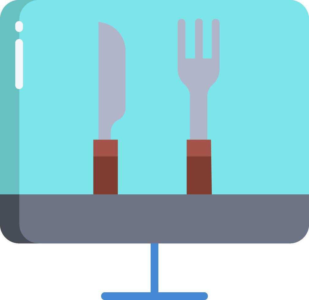 A flat icon of a knife and fork vector