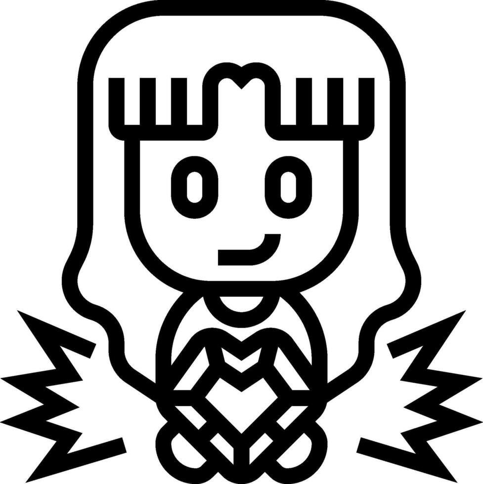 A black and white cartoon girl holding a heart vector