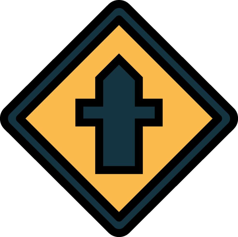 A yellow and black sign with an arrow vector