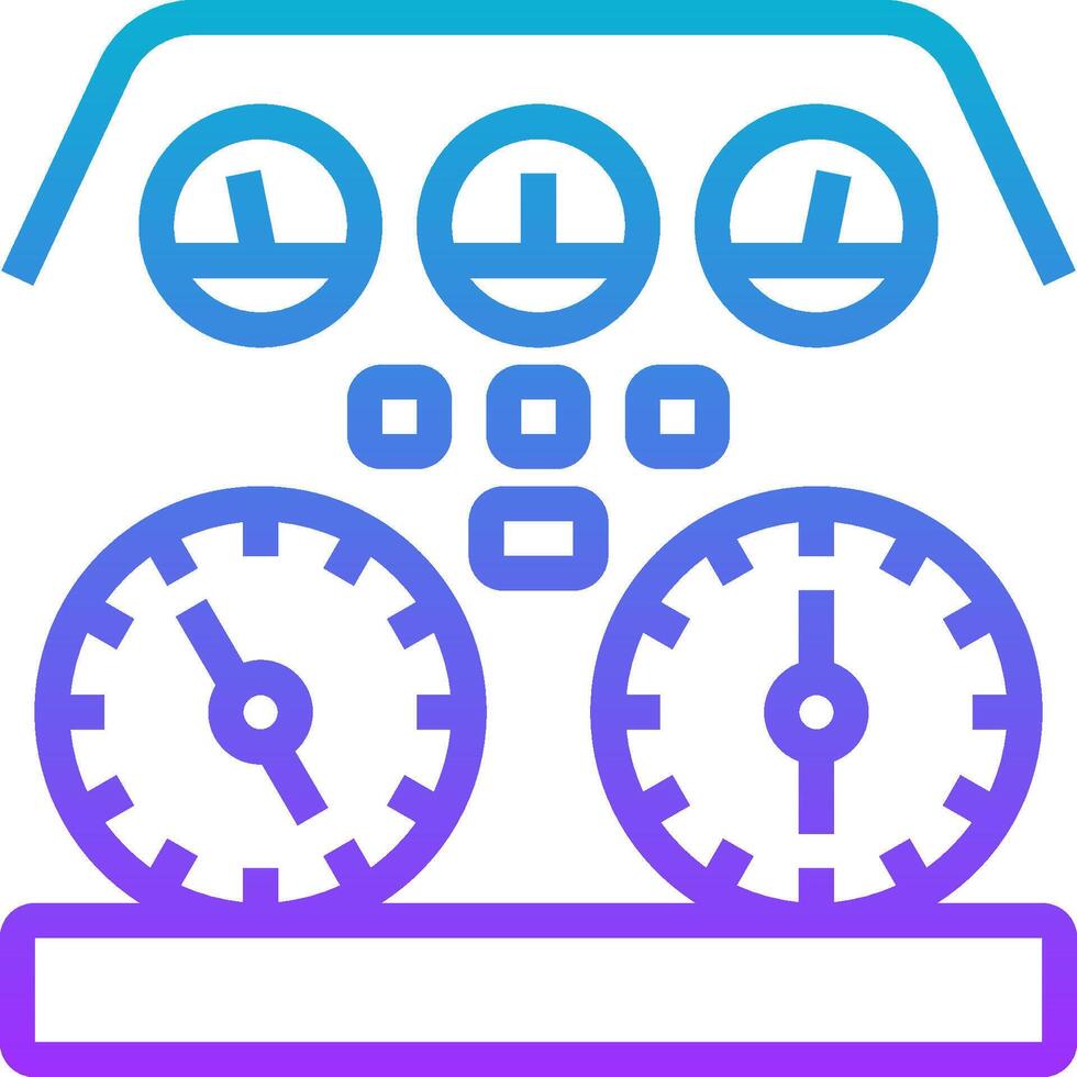 A blue and purple icon of a clock vector