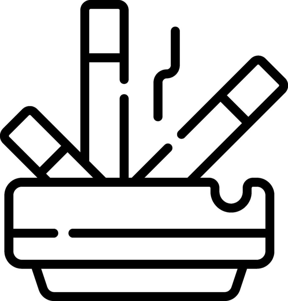 A black and white illustration of a bowl with two cigarettes vector