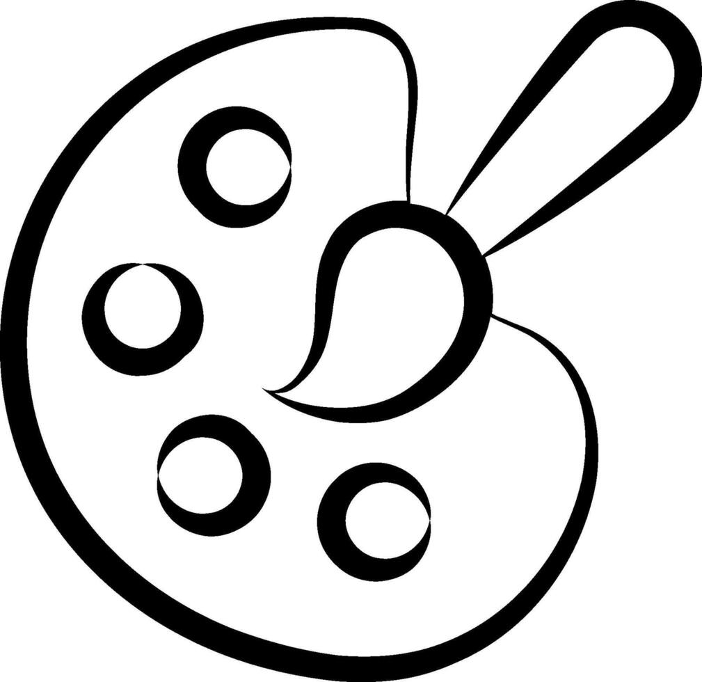 A black and white drawing of a palette vector