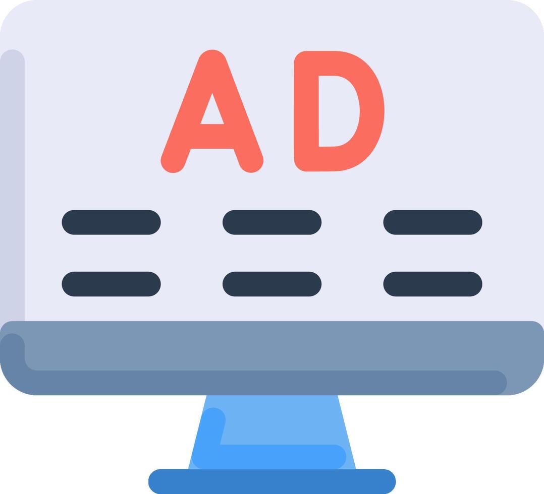 A computer monitor with the word ad on it vector