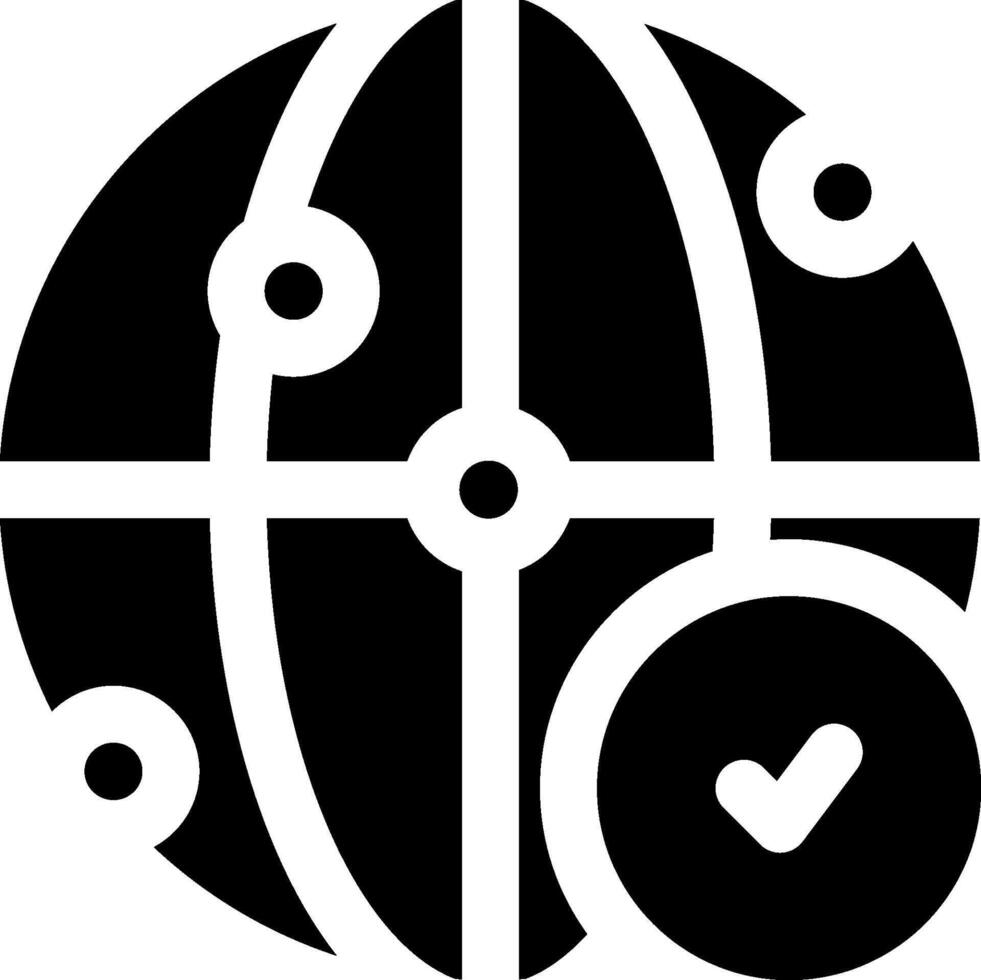 A globe with a tick mark on it vector