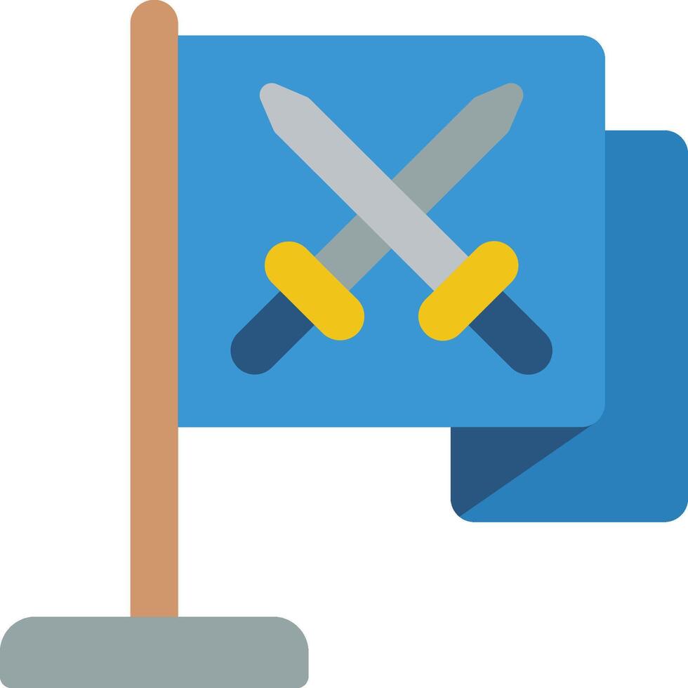 A blue flag with two swords on it vector