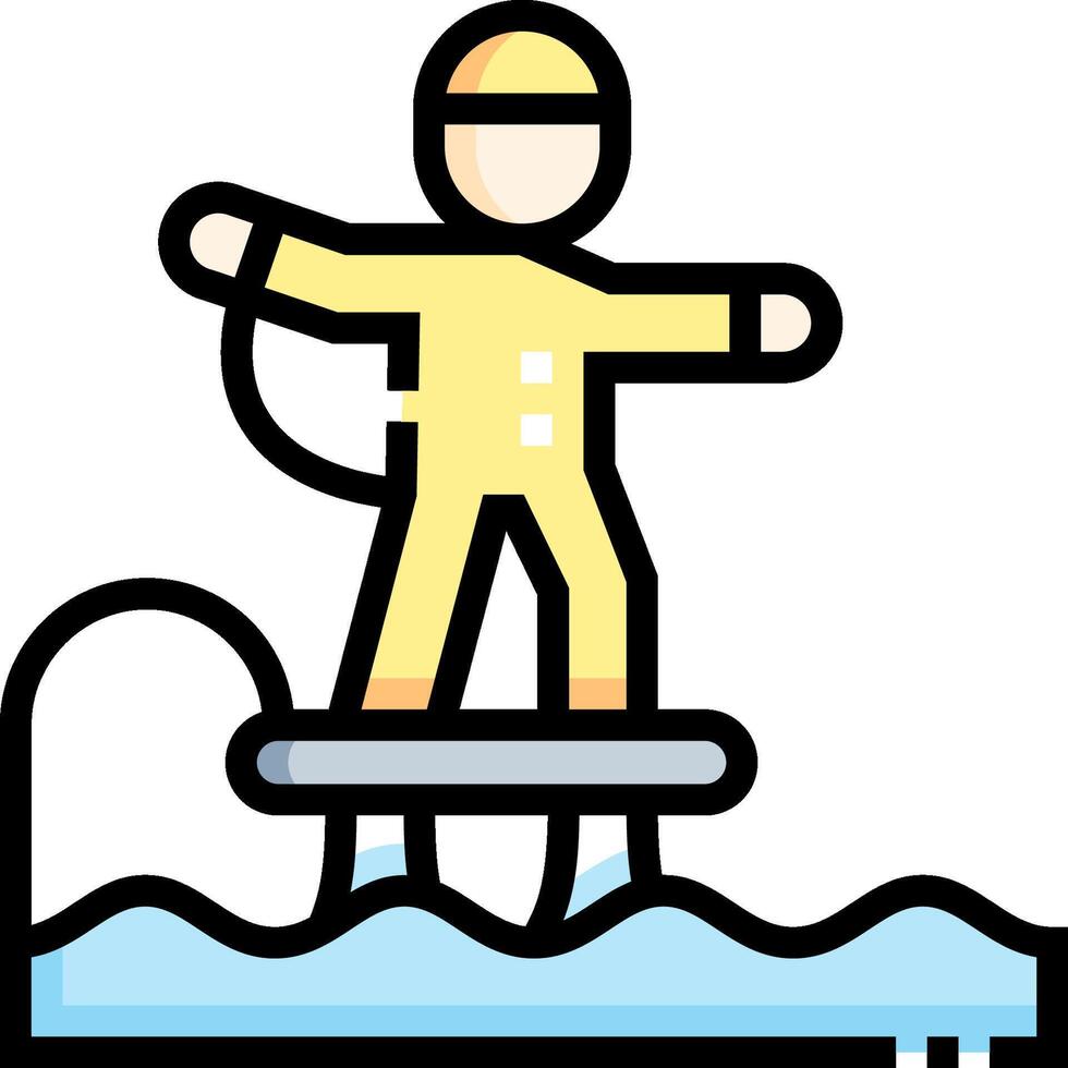 A man in yellow standing on a board with a hose vector