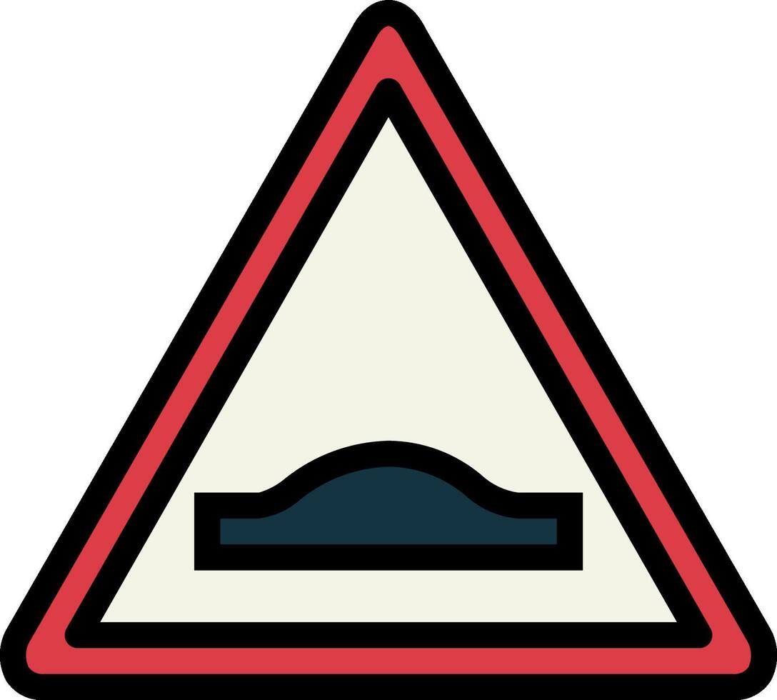 A triangle sign with a black and red triangle vector