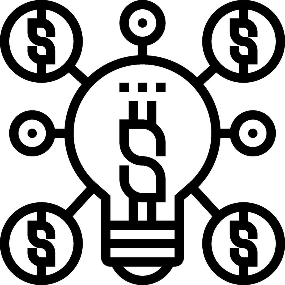 A light bulb with money symbols around it vector
