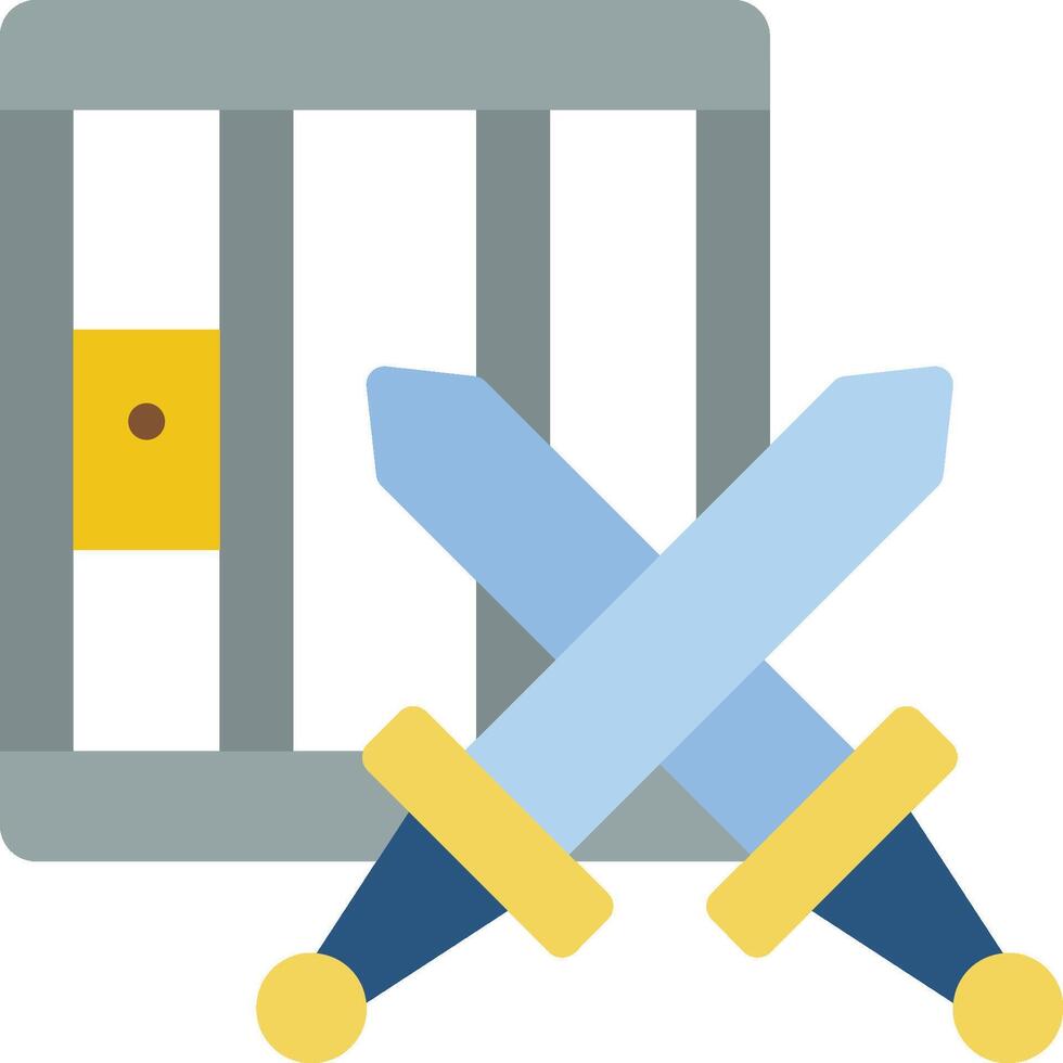 A jail cell with two swords and a key vector