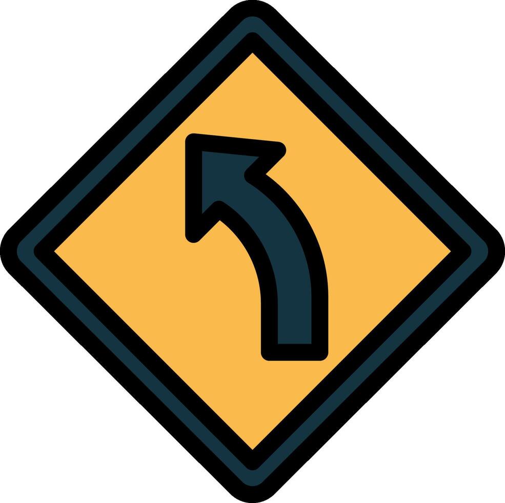 A yellow and black road sign with an arrow pointing left vector