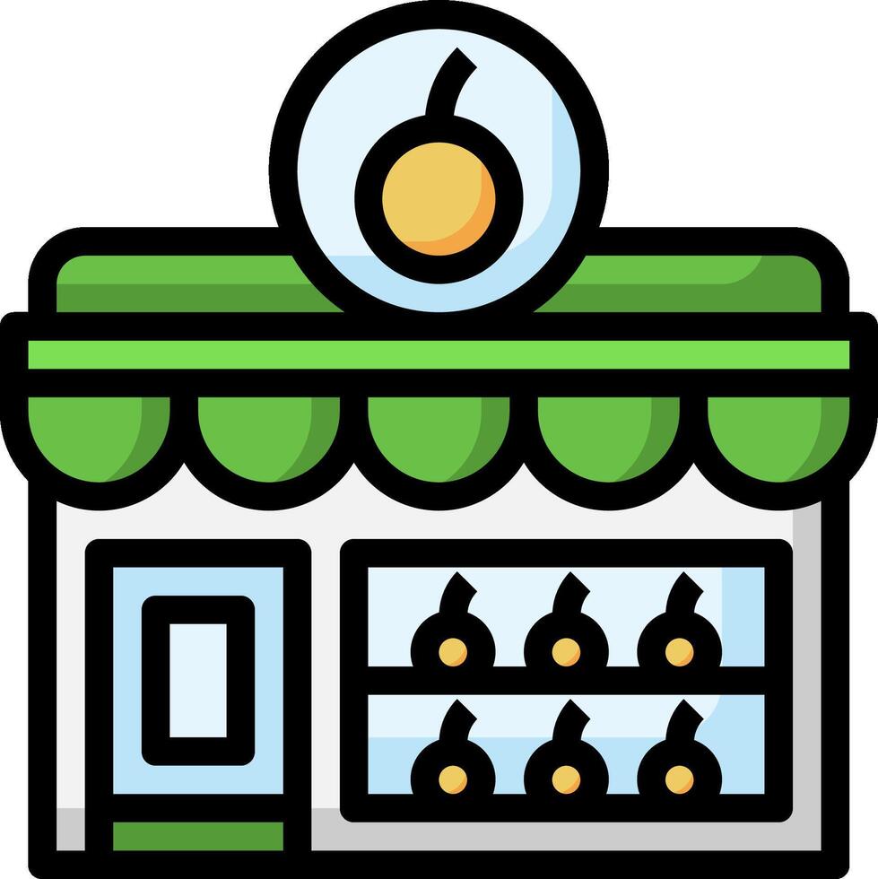 A store front with fruit and vegetables vector