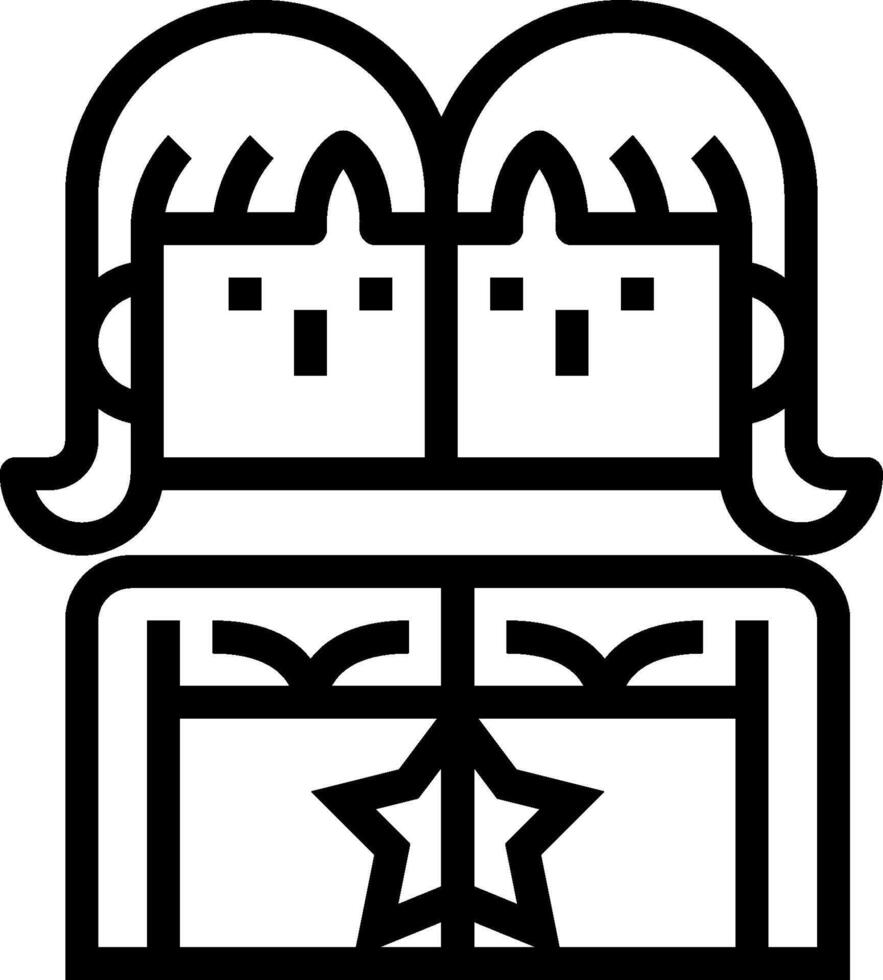 A black and white icon of two people hugging vector