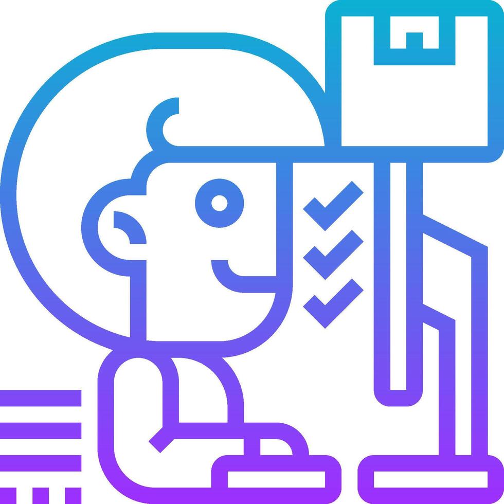 A person is sitting at a computer and holding a sign vector