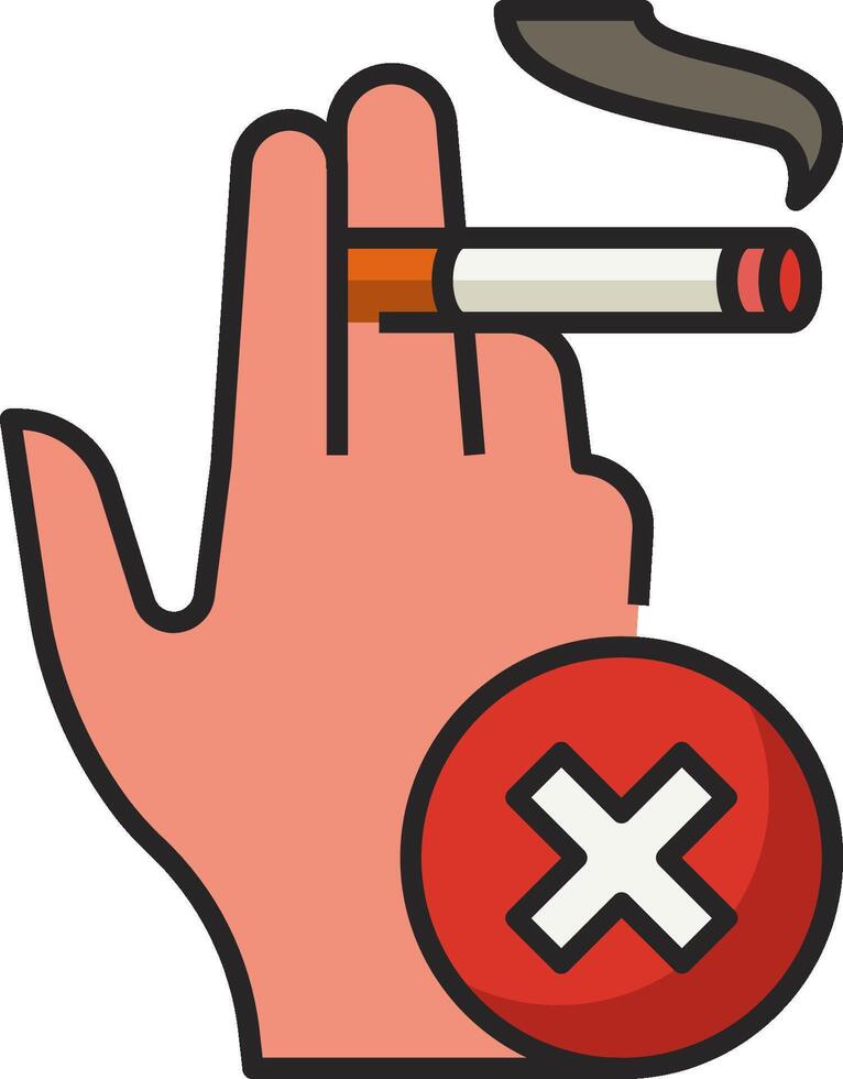 A hand with a cigarette and a red cross vector