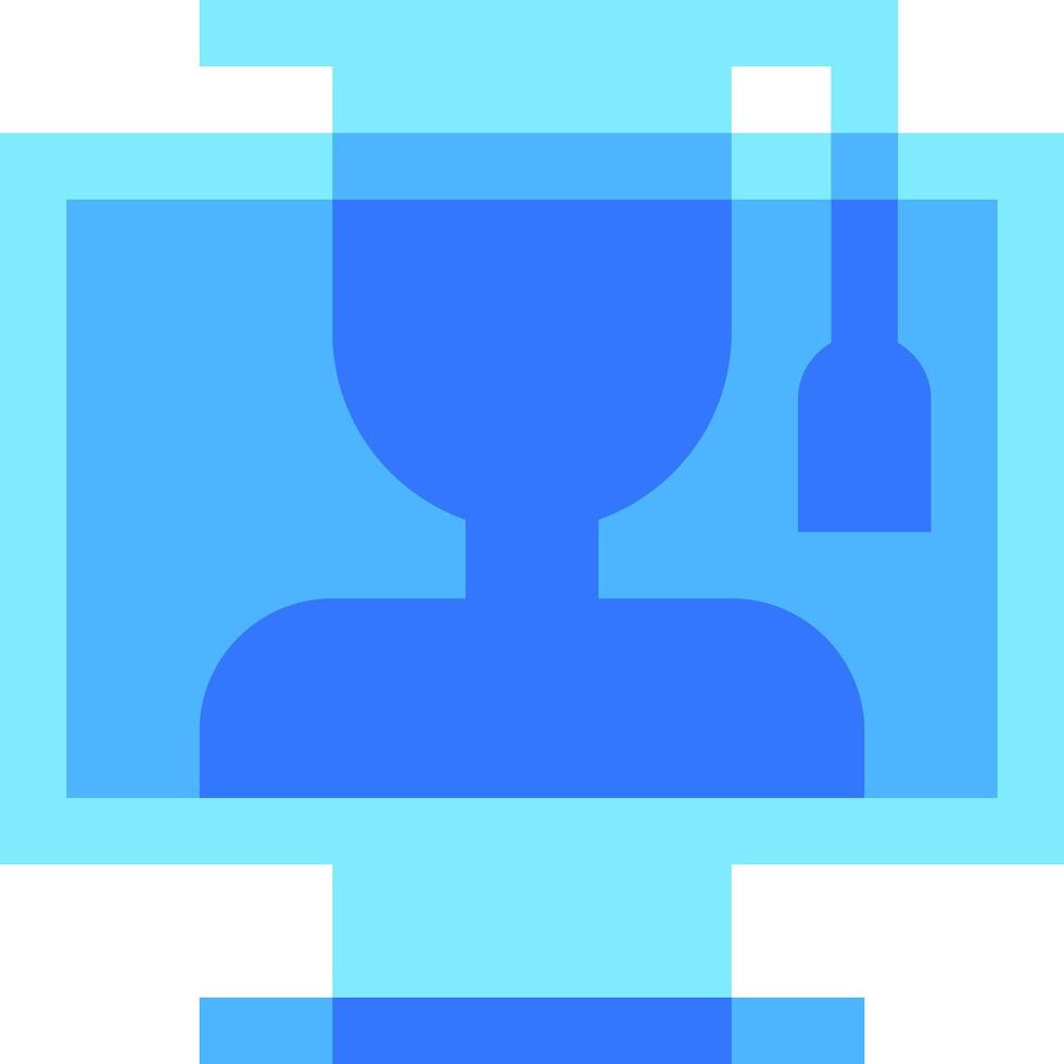 A blue icon of a person with a graduation cap vector