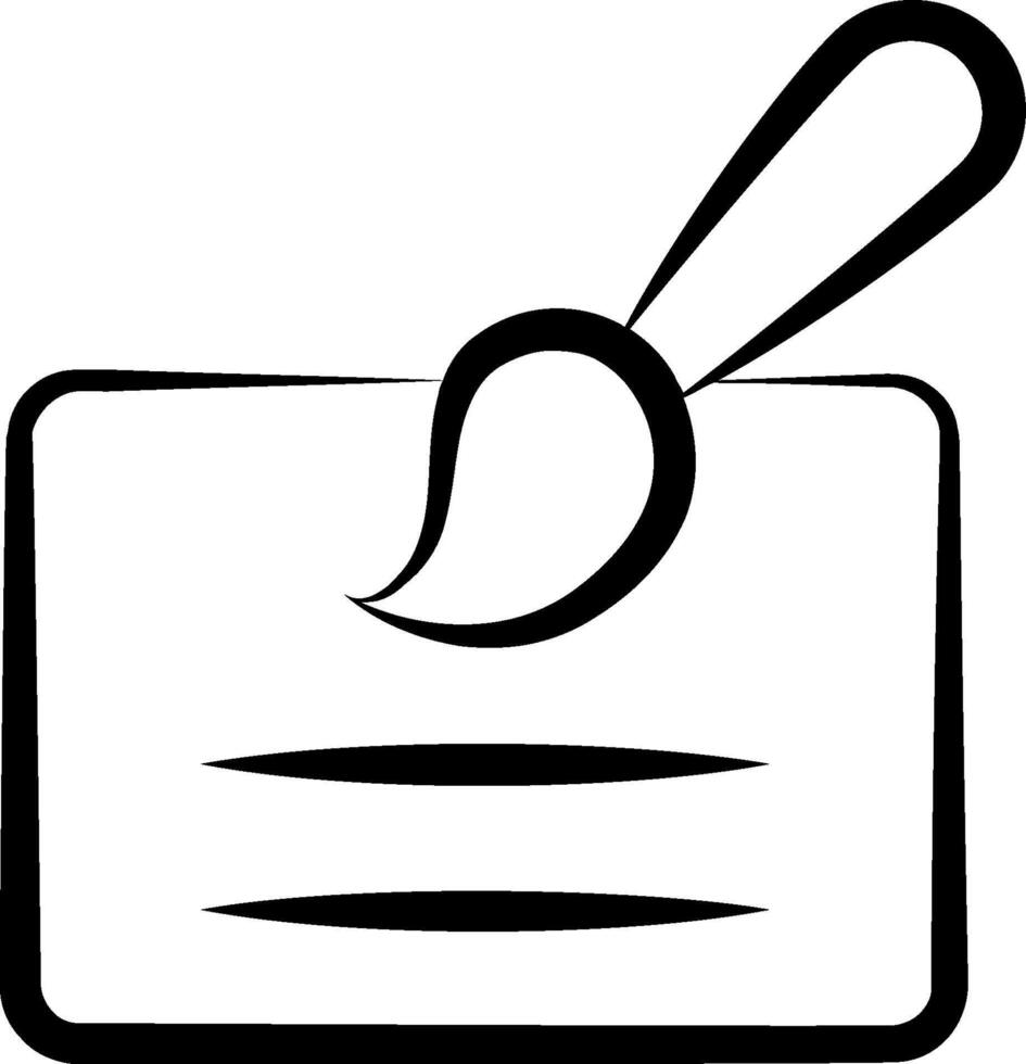 A black and white image of a spoon and a piece of paper vector