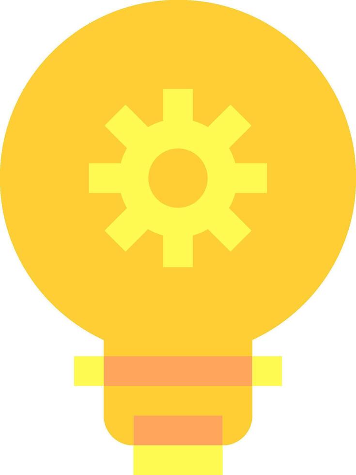 A yellow light bulb with gears inside vector