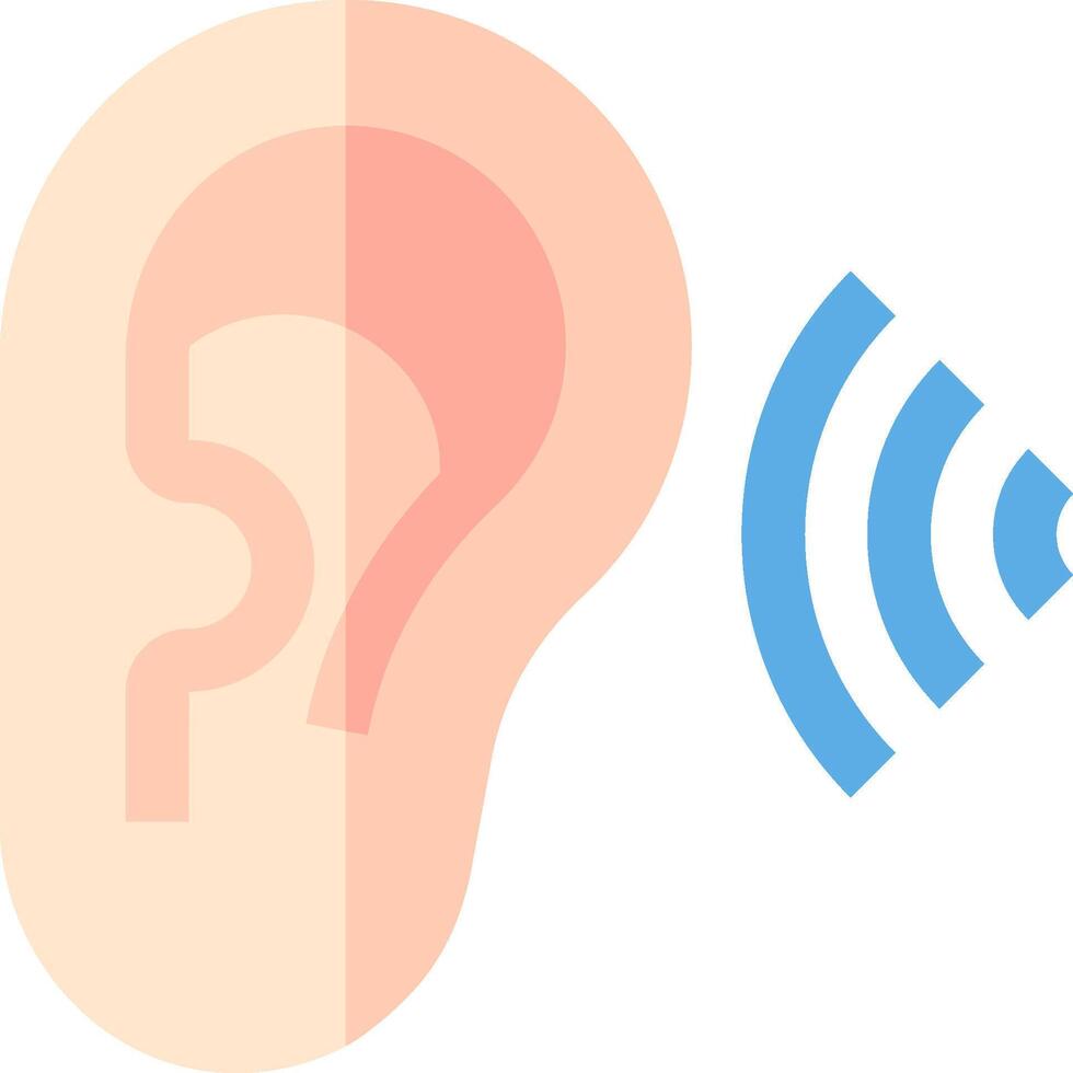 A person with a hearing aid and a wireless ear vector