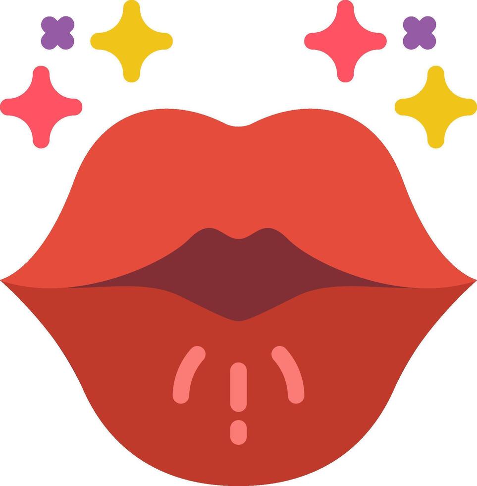 A red lips with stars and hearts vector