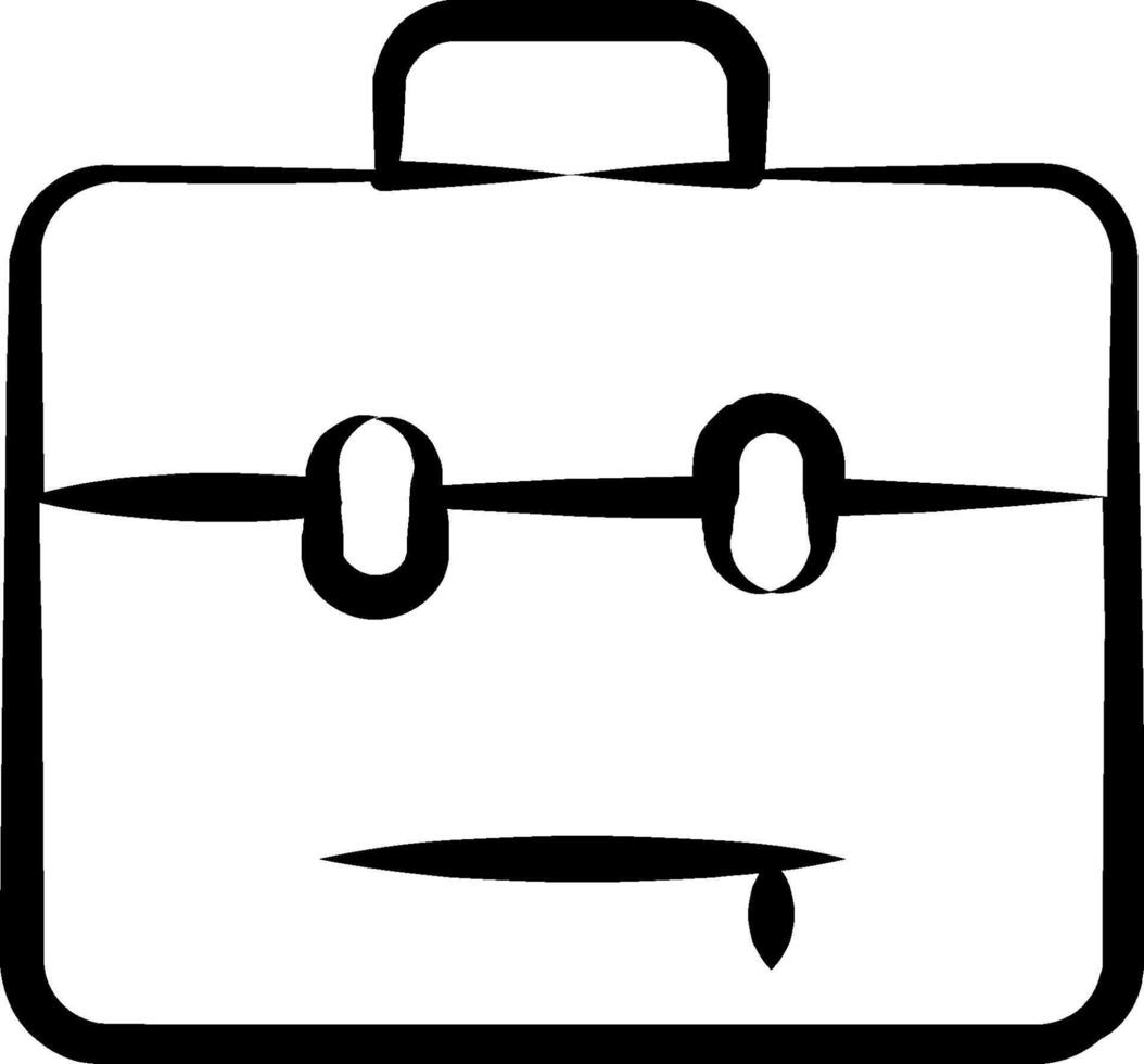 A black and white illustration of a briefcase vector