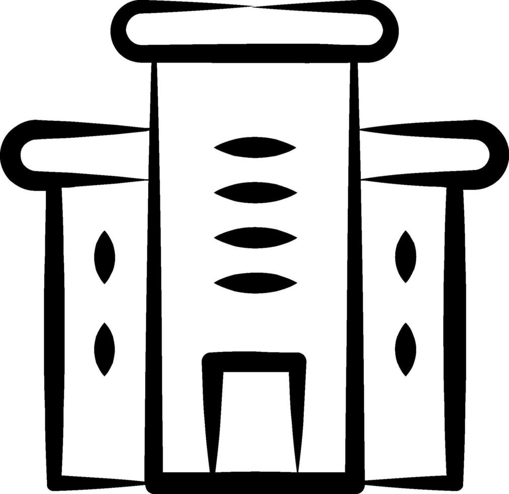 A black and white drawing of a building vector