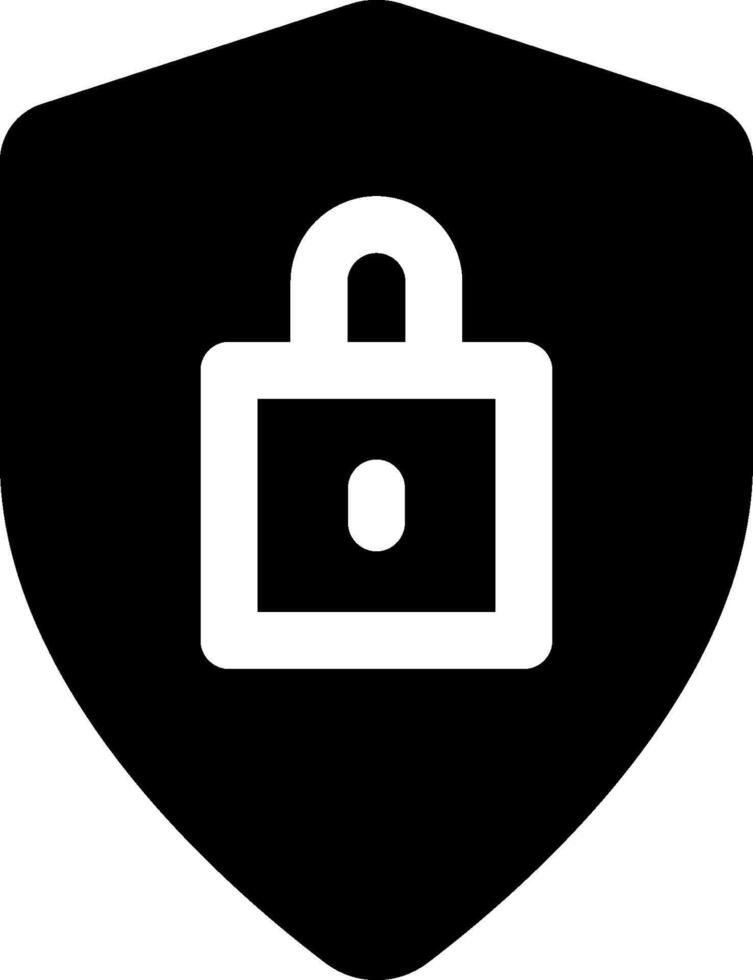 A black and white icon of a padlock vector