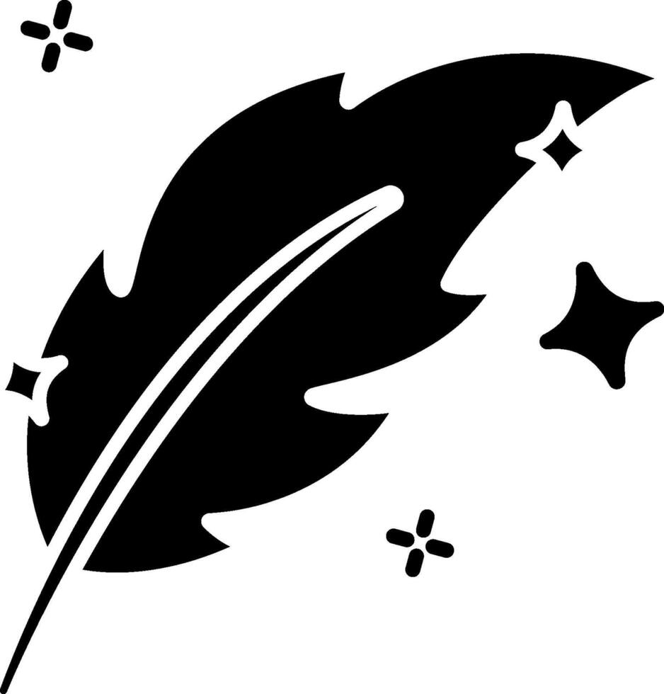 A black and white feather with stars on it vector