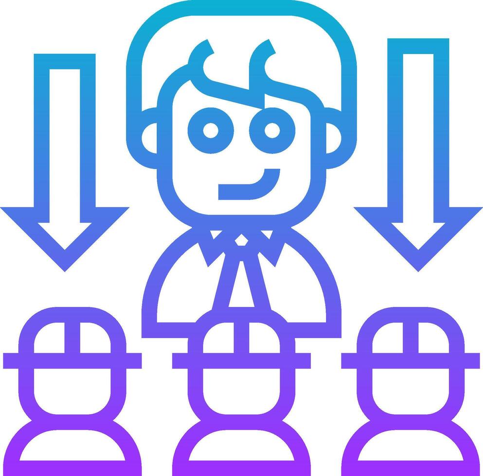 A man surrounded by people with arrows pointing up vector