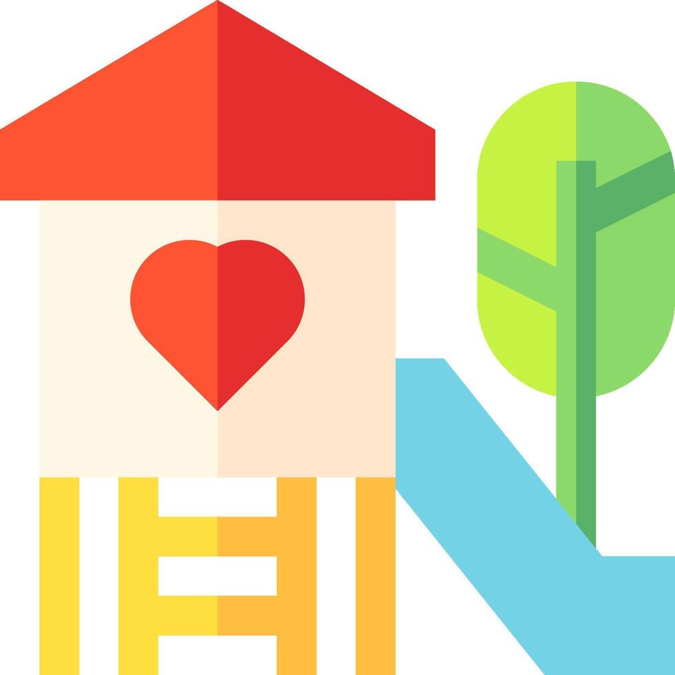 A house with a heart on it and a tree vector